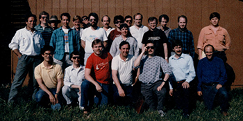 Picture of attendees at the first Game Developers Conference in April 1988